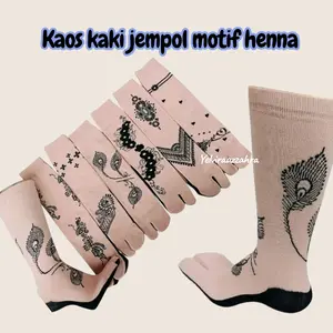 6 pasang kaos kaki jempol motif henna wanita muslimah