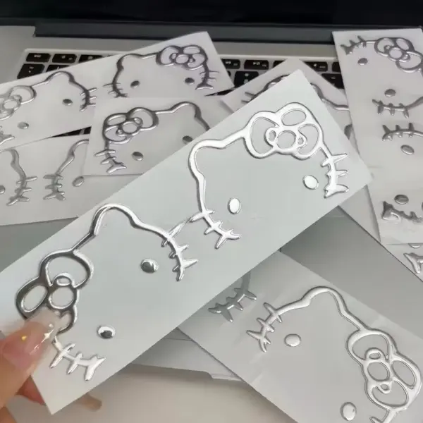 Hình dán hoạt hình dễ thương 3D Kitty Hình dán bạc Hình dán trang trí xe máy tính di động