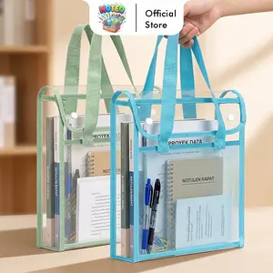 Tas Dokumen Transparan A4 Multifungsi Kapasitas Besar File Organizer Waterproof Kantong Mesh Dan Snap Button WJJ-0523