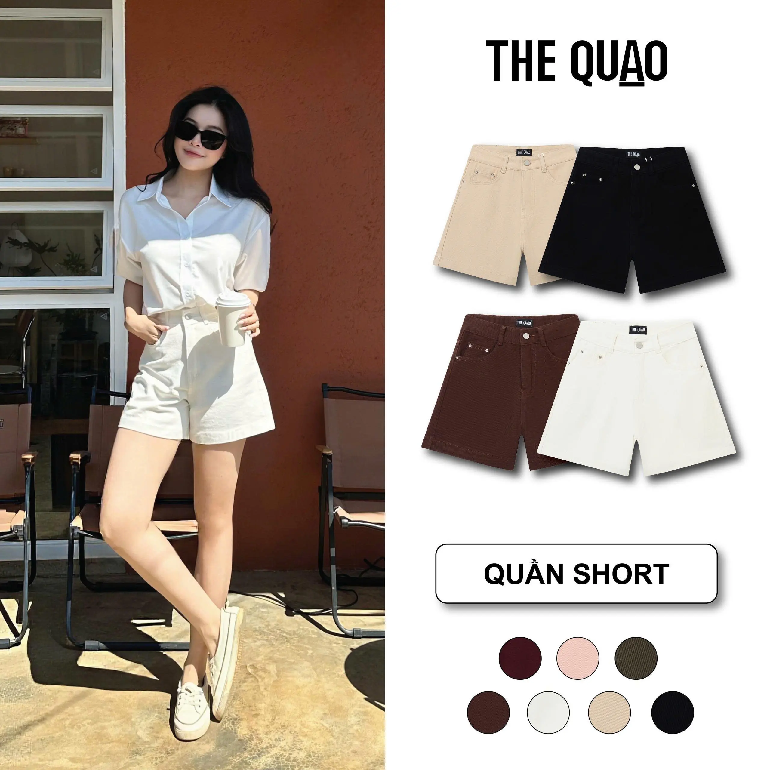 THE QUẠO - Quần Short Nữ  Lưng cao Mùa Hè Nhiều Màu chất vải mềm mịn mặc thoải mái  R2404_430