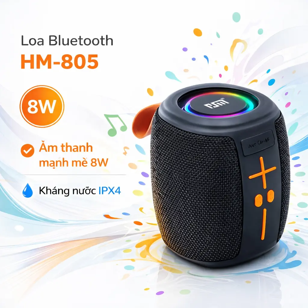 Loa Bluetooth HM-805 Không Dây Công Suất Khủng Âm Hay Bass Căng Âm Thanh Siêu Trầm Chống Nước. Bảo Hành 12 Tháng