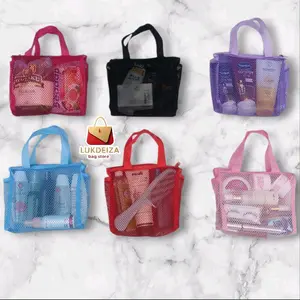 tas jaring alat mandi/pouch jaring peralatan makeup/Hampers jaring bag/totebag jaring multifungsi/pouch sovenir ukuran 18cmx16cmx6cm