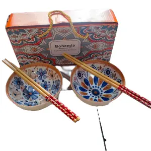 sovenir atau hampers mangkok keramik cina isi satu paket 2 mangkok dan dua pasang sumpit