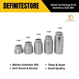 Soket Sambung Sok Kran Drat Pemanjang Kran Air Sambungan Kran Sock Kran Stainless SUS 304 Anti Karat Fitting Pipa Keran