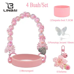 LINBAI 4pcs Tumbler Accessories Set 10mm Anti Dust Straw Cover&Handle Rope&Water Bottle Siliocne Cup Boot for 30oz&40oz