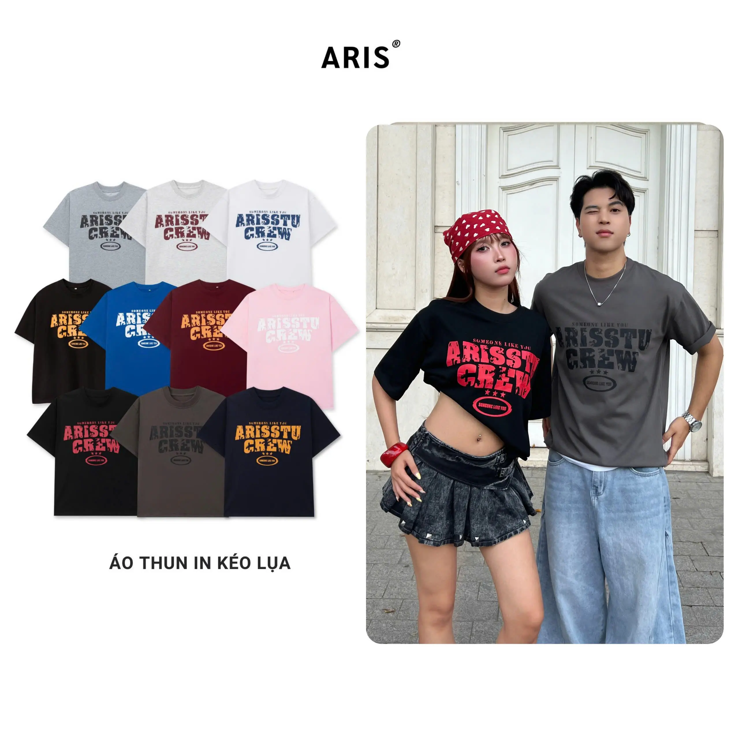 [DEAL MỞ BÁN] Áo thun in form boxy ARIS.STU Áo thun chất liệu cotton 2 chiều thoáng mát nam nữ unisex local brand AT02
