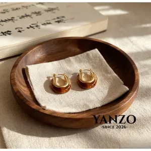 [Yanzo] anting wanita batu ambar sederhana serbaguna A290