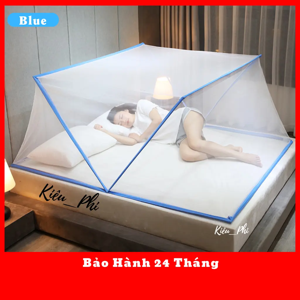Màn chụp tự bung khung xếp thông minh gấp gọn tiện dụng - Mùng Chụp Tự Bung xếp cho người lớn Kiều Phi không cần khoan tường bảo hành 24 tháng ngủ chống muỗi