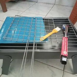 paket Panggangan flat Besi serba guna bbq bahan bakar Arang Kitchenware Pemanggang Seng Seng