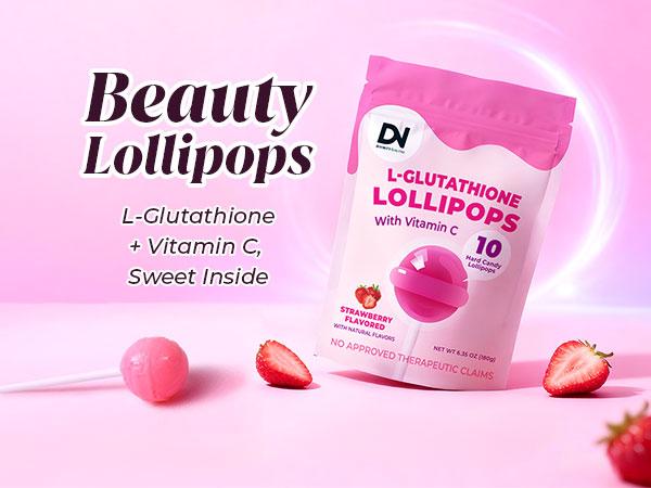 C+Collagen L-Glutathione Permen Lolipop-10pcs+Glutathione Beauty Gummy-60pcs, Vitamin C, Kolagen & Asam Hyaluronik, Rasa Stroberi,Mulai 12 Tahun hingga Dewasa, COD (BPOM & Halal),【Divinity Nutra】 - Shop