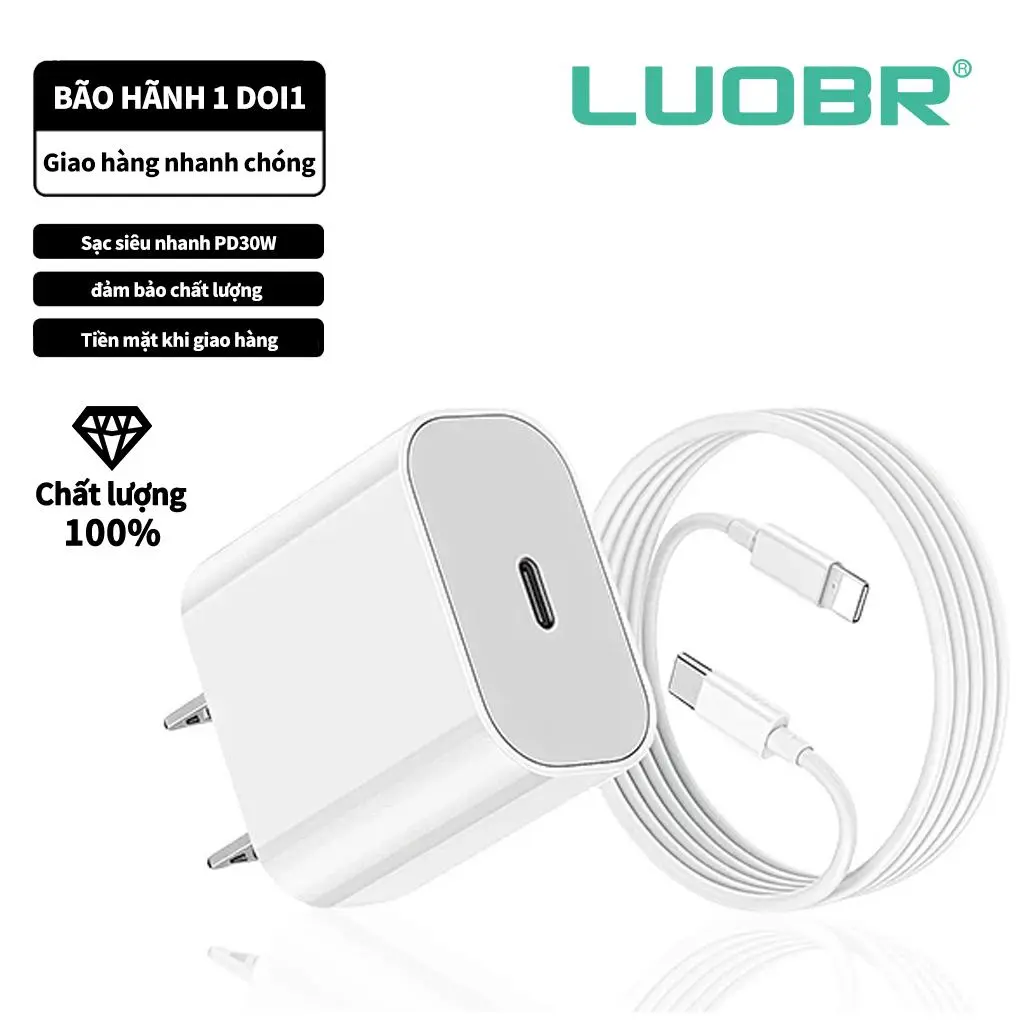 Sạc nhanh 45W, An toàn và ổn định, Tương thích với các mẫu điện thoại 11, 12, 13 và 14, Bảo hành 12 tháng, Bao gồm cáp LN - 1