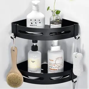 Rak Kamar Mandi Rak Sabun/Rak Sikat Gigi/ Rak Make Up ZWJ-305+ZWJ-307 Gantungan Aluminium Silver Hitam Dinding