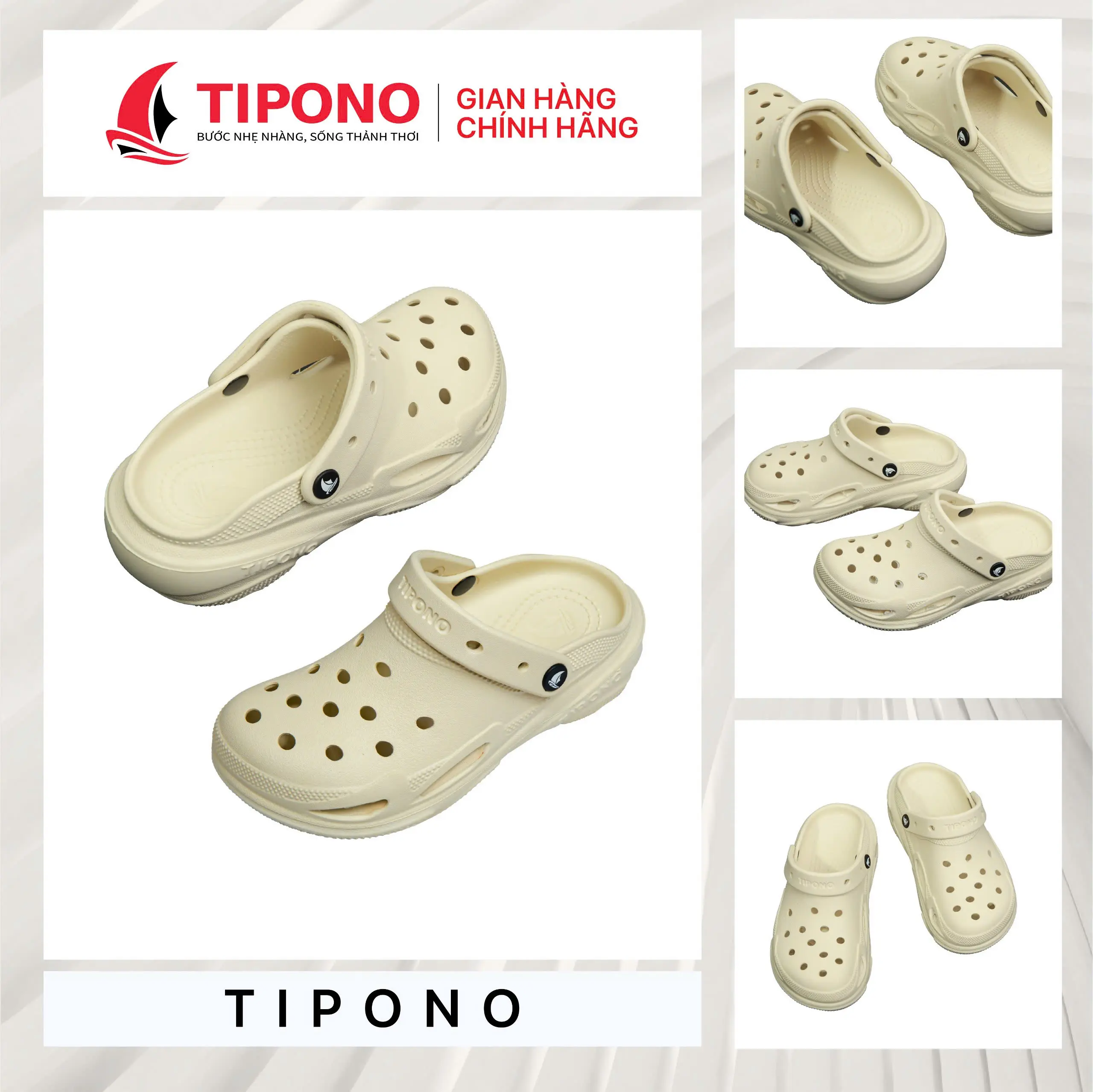 TIPONO LM83 [Tặng Charm Ngẫu Nhiên] Dép Sục Trẻ Em Nam Nữ EVA Mềm Êm, Đế Cao 5-6cm, Chống Trơn, Đi Học Đi Chơi - 1