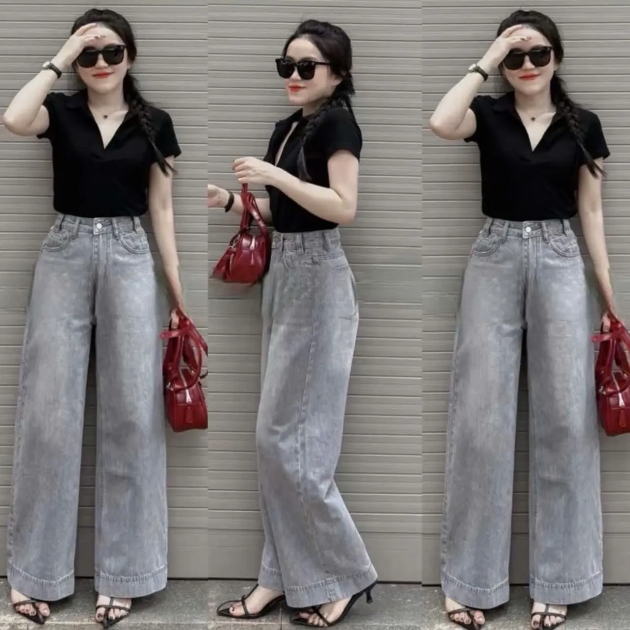 [XẢ KHO  -9 MÀU HOT ]XS-XL Jean Suông Trơn Cạp Cao Bagic Dễ Phối Đồ,  Che Khuyết Điểm