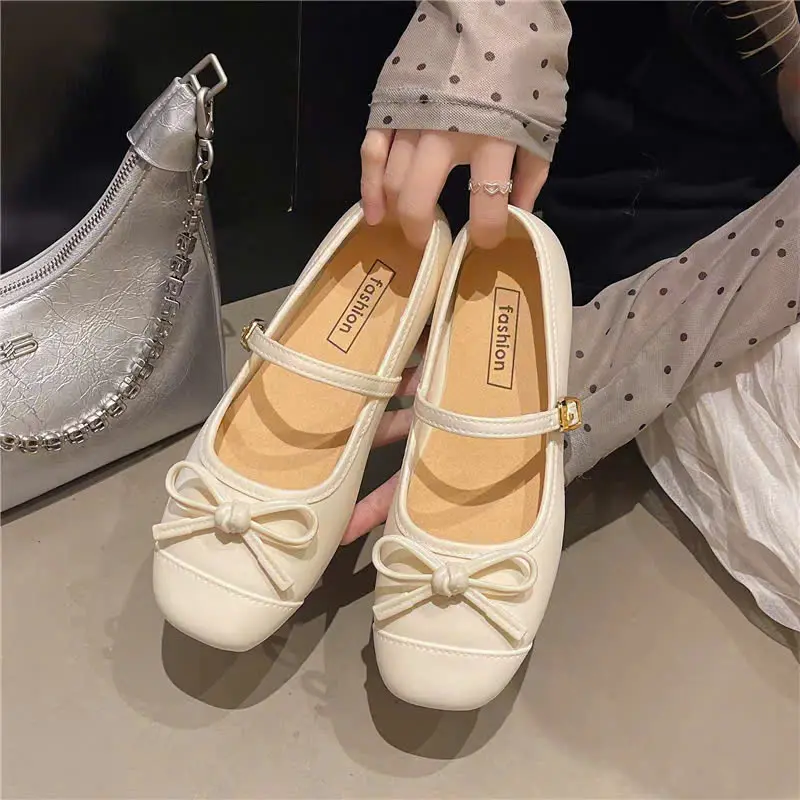 [XẢ KHO][CHÂN TO TĂNG 1 SIZE] Giày búp bê họa tiết nơ,chất liệu CAO SU giày ballet đế bệt size từ 36-41- 613 - 1