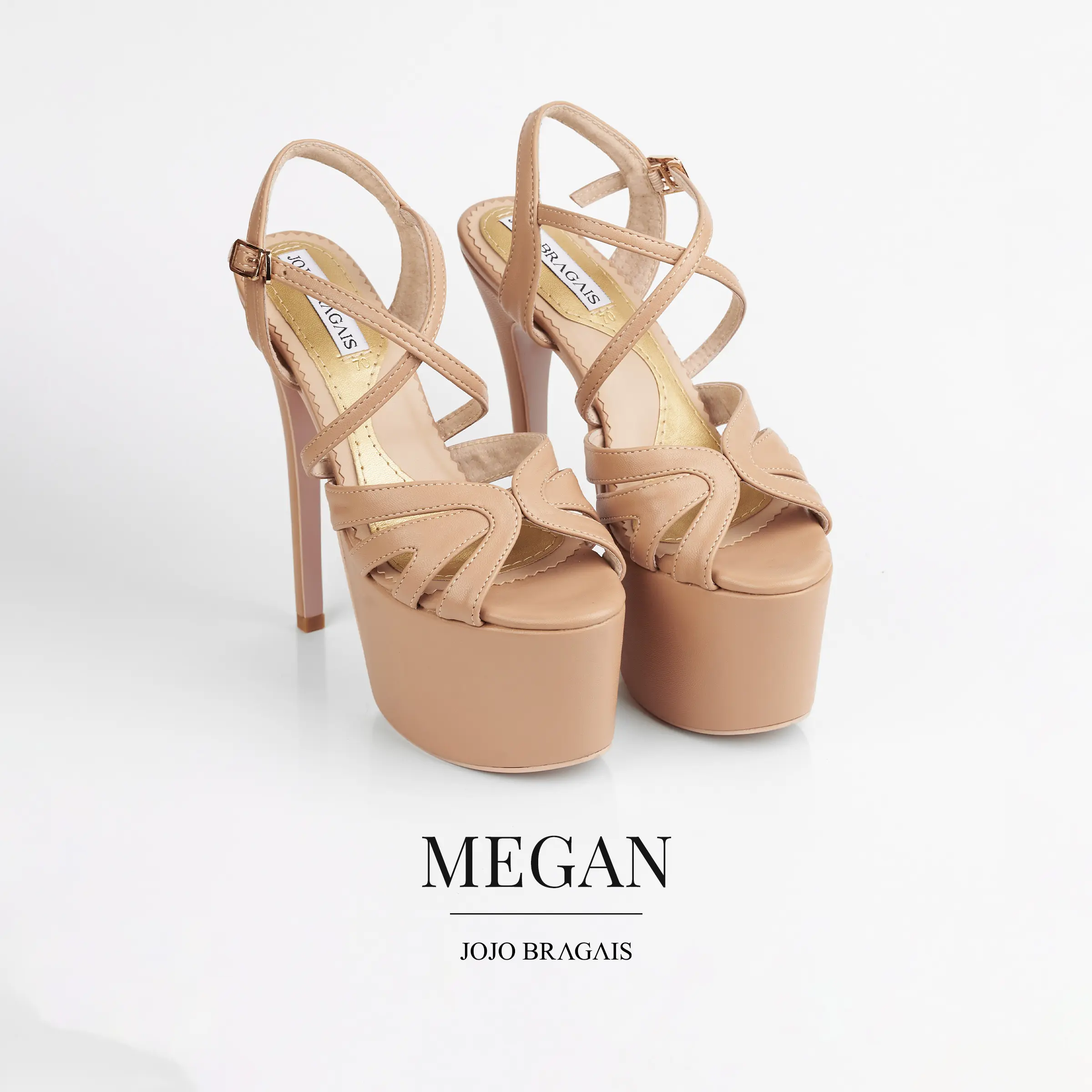 希少Jojo Bragais 16cmヒール サンダル Megan（ベージュ） 6.5