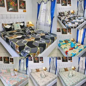 SPREI SET Ukuran 180, 160, 120 Tinggi 20cm DOUBLE KARET ANTI GESER adem Lembut