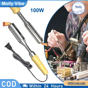 Solder Listrik Tipe Luar 100W Pegang Kayu  Ujung Tembaga Untuk Lukisan Solder dan Pekerjaan Las