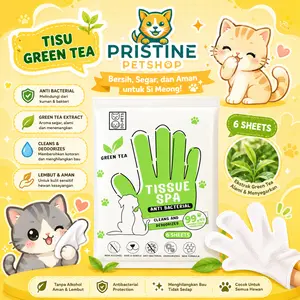 PRISTINE TISU SPA isi 6 Tissue Glove Sarung Tangan Pembersih Tanpa Air Pet Care Wipes Anti Bakteri untuk Kucing dan Anjing Aroma Ringan