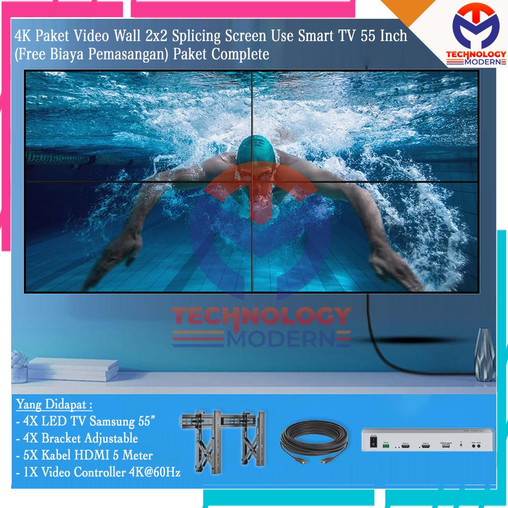 4K Paket Video Wall 2x2 Splicing Screen Use Smart TV 55 Inch (Free Biaya Pemasangan) Paket Complete