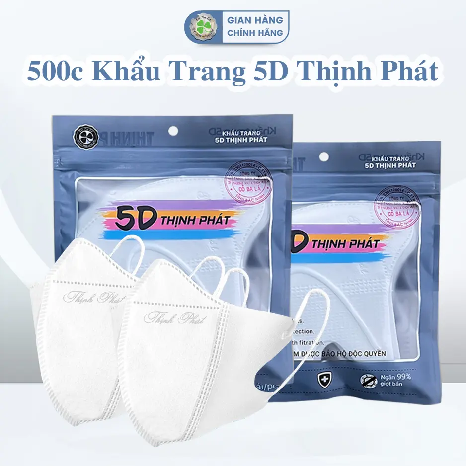 500 Chiếc Khẩu Trang 5D THỊNH PHÁT Kháng Khuẩn, Chống Tia UV, Quai Đeo Mềm Mại Ôm Sát Khuôn Mặt - 500 Chiếc Che Mặt khẩu trang 5d  Phụ Kiện Nam