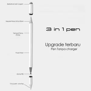 Stylus Pen Universal 3 in 1 Ballpoint Capacitive Stylus Touch Pencil Tablet All Device