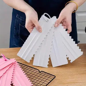 4 Alat Perata Kue Spatula Mentega Plastik Food-grade,Cocok Untuk Dekorasi Royal Icing Dan Fondant,Termasuk Alat Perata Mentega Bergerigi Untuk Mousse,Aksesori Memanggang DIY.