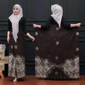 Inaraa coklat tua gelap terbaru - Sarung Batik Cap Wanita Katun Halus Pekalongan Muslim  Santri Motif Hitam  Dewasa