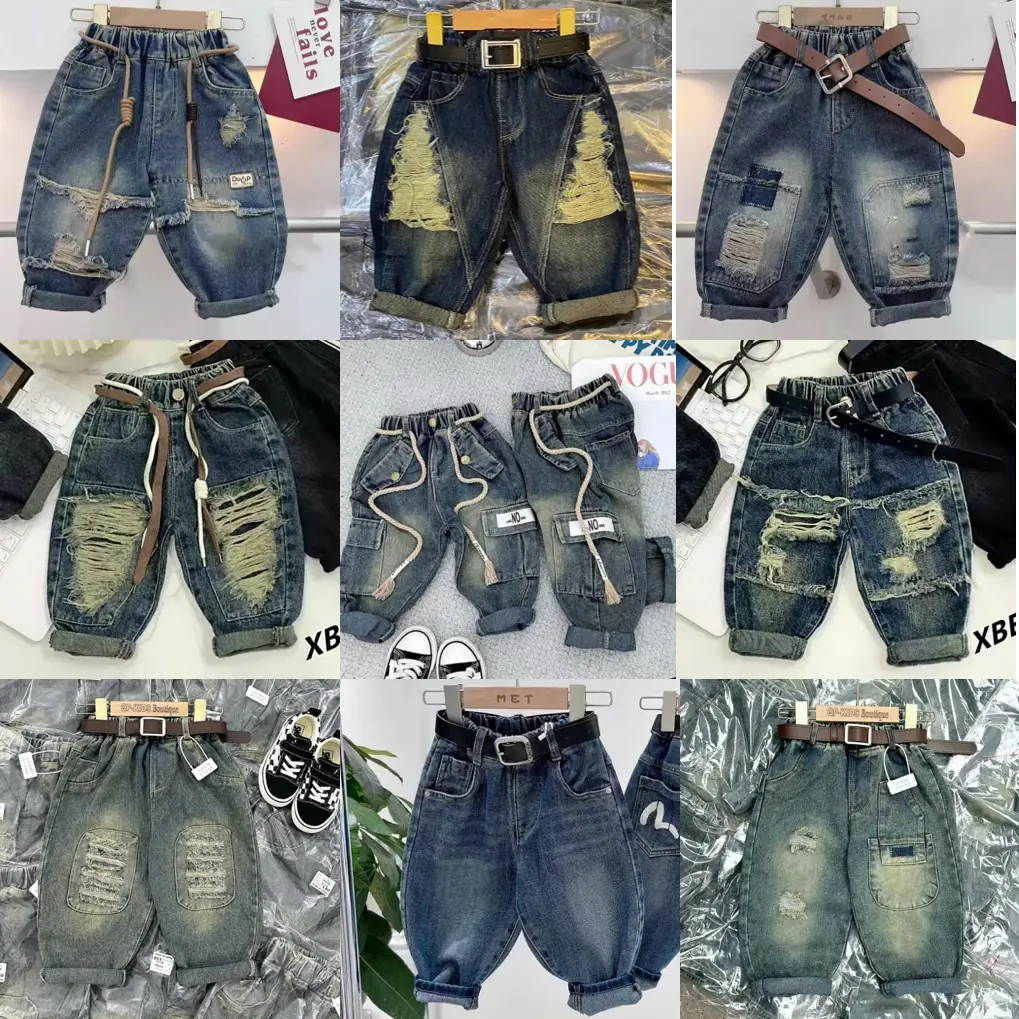 [12 MẪU] Tổng hợp mã quần jean dài cho bé trai chất jean mềm sz 8-25kg có thể giặt máy