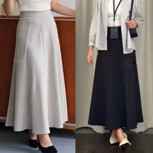 Rok Audy Skirt - Korean Loose Maxi Skirt Rok Wanita Anti Kusut - Rok Wanita Basic Polos Cewek Dewasa Panjang