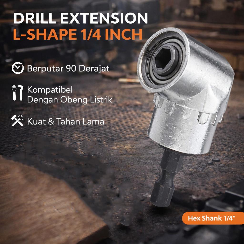 Drill Extension L-Shape Hex Bit Socket Ekstensi Mata Bor 1/4 Inch - 105