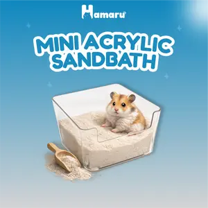 Hamaru Mini Acrylic Sandbath Tempat Mandi Pasir Hamster Kotak Sand Bath Hamster Akrilik Transparan
