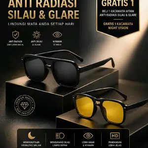 Beli 1 Gratis 1 Kacamata Berkendara Siang Malam Anti Silau UV &  Night Vision