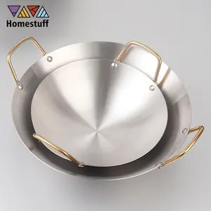 HOMESTUFF Wajan Kuali Penggorengan Besar Stainless Steel 555 Anti Lengket Wok Premium dengan Pegangan