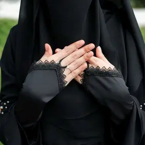 Handsock Cincin Renda Hitam/Manset Lengan Panjang Wanita/Manset tangan muslim/Manset tangan unisex