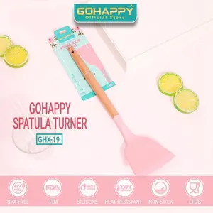 Gohappy Spatula Turner GHX19 Sendok Dapur Silicon FDA BPA-Free Anti Lengket Tahan Panas -40°C hingga +230°C Cocok untuk Panci Teflon & Stainless Steel