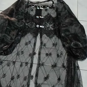 Tulip Outer Tunik Cardigan Brokat Kondangan Kekinian. Brukat  Pesta Kombinasi Tille Brukat Dan Tali Kancing Payet Diamond,Baju Kondangan Bridesmaid Wisuda Motif Random