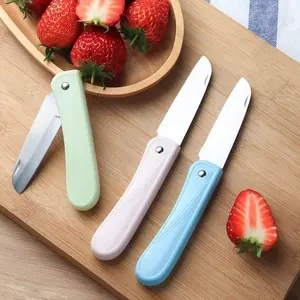 Pisau Lipat macaron Mini Buah Sayur Pisau Dapur Traveling Warna Warni Stainless Steel Alat Pengupas Pemotong Buah Sayur Anti Karat murah