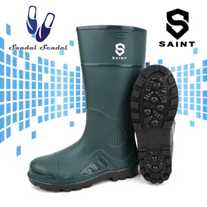Sepatu Boot Tinggi SAINT ADIRA Hijau Anti Slip Air Lentur Nyaman Ringan Lokal Karet Perkebunan
