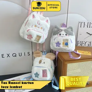Bag Tas Ransel Backpack Bulu Halus Wanita Korea Trendy / Tas Ransel Bulu Anak Lucu Fashion Pink