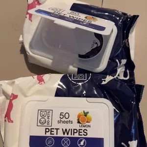 Tina Theng Tisu Basah Hewan Pet Wipes 80 Series Fresh Lemon Scent 50 Sheets Anti Bakterial & Moisturizer untuk Bulu Kucing & Anjing Formula Baru Light Lemon Scent