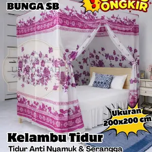 Kelambu Tidur Kotak Super Jumbo 200X200 Motif Bunga Sb Anti Nyamuk & Serangga Ukuran Besar lipat tenda