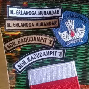 Papan Nama Bordir Custom Tulisan untuk Seragam Baju Sekolah dan Pesantren - Kain Matador atau Kain Sakura - Panjang, Kerja