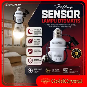 SIVITECH Fitting Lampu Sensor Cahaya Otomatis YF 212A E27 40W Max Hemat Listrik Nyaman Mata Awet Tahan Lama Otomatis Nyala Mati Merah Saklar