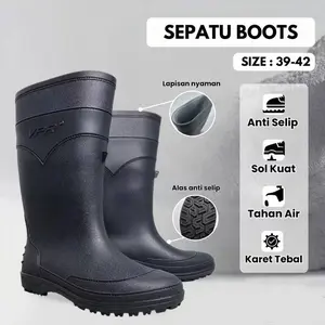 Sepatu Boots Karet Panjang / Sepatu Boots Hitam / Sepatu Proyek Hitam / Sepatu Boot Laki-Laki/Sepatu Boot Picco/Boot Karet /Boot Anti Air/sepatu bot hujan