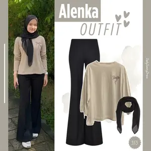 One Set Kekinian | Alenka Baju Balon Pita, Bella Square, Celana Cutbray | OOTD Simpel Sehari-Hari DSD353