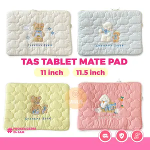 Tas Pelindung Tablet 11.5" 11" 11.6" 11.2" Sleeve Pouch Sarung Tab Pad Universal  Bahan Tebal Puffy Motif Gambar Beruang Lucu Warna Pink Kuning Biru Putih