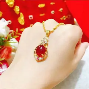 Liontin ruby ​​​​bertatahkan emas pasir Vietnam untuk wanita（Hanya liontin, tidak termasuk rantai kalung）-WBZ66-1