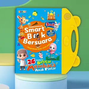 HABIBI Smart Book Bersuara 3in1 Bahasa Inggris Mandarin Indonesia Buku Elektronik Edukasi Biru Terang 26 Materi Belajar Membaca Anak Pintar untuk Pemula