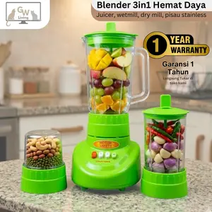 (COD) Blender Anti Pecah 3in1 Stainless Chopper Wetmill Drymill Hemat Daya